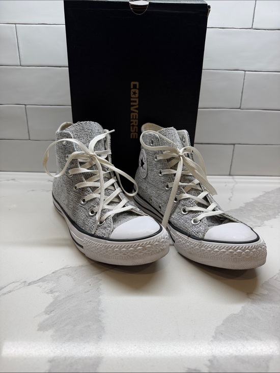 Converse Shoes - Converse Sparkle Knit High Top Sneakers in Heather Gray and White